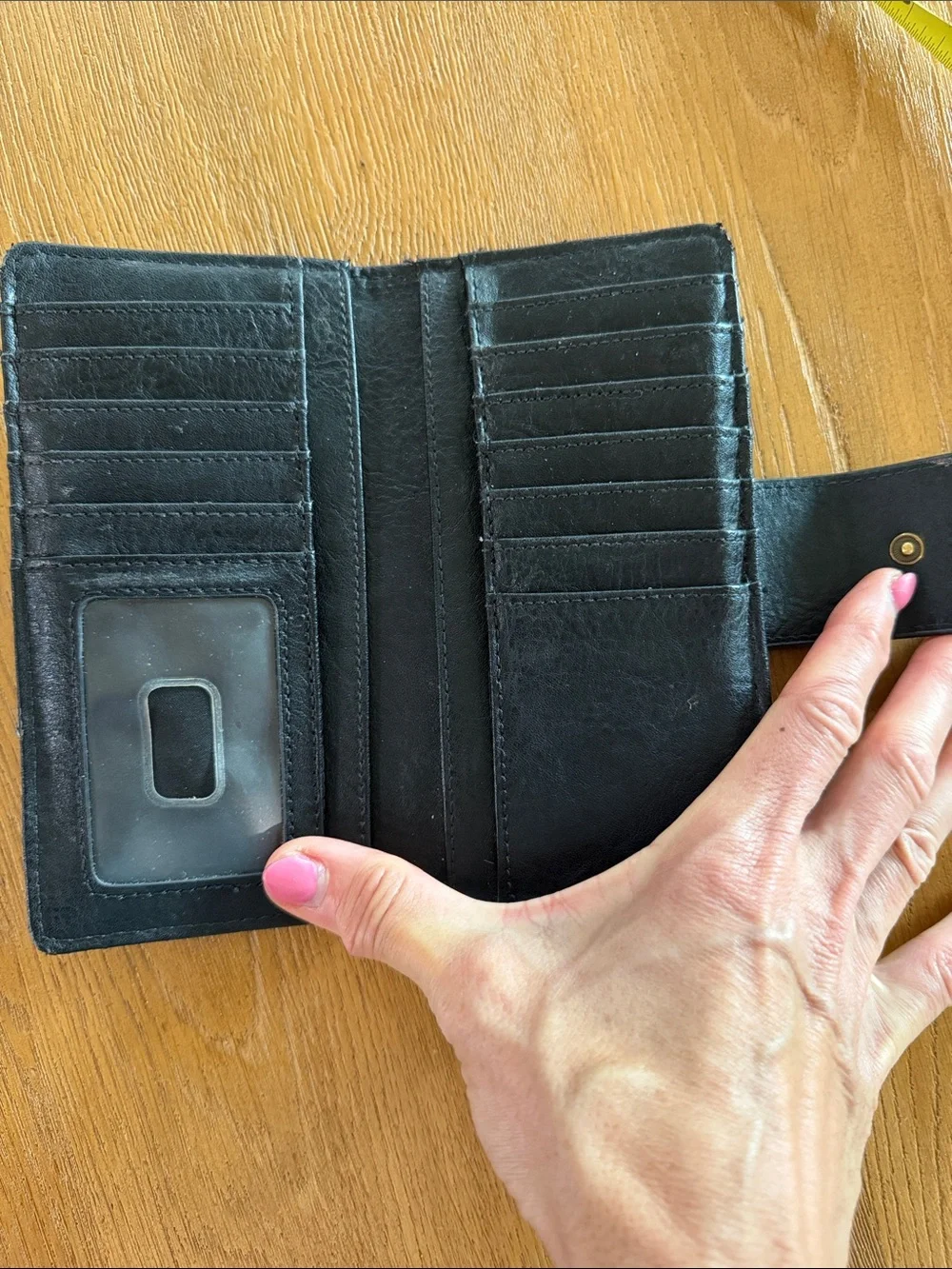 Fossil Black Leather Snap Continental Wallet